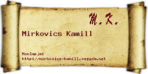 Mirkovics Kamill névjegykártya